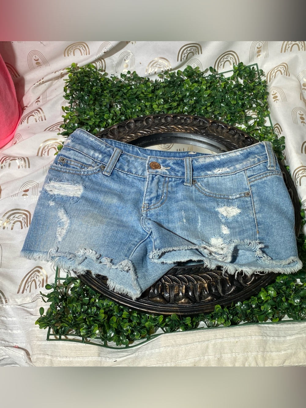 American Eagle Outfitters Light Blue Distressed Denim Cutoff Shorts